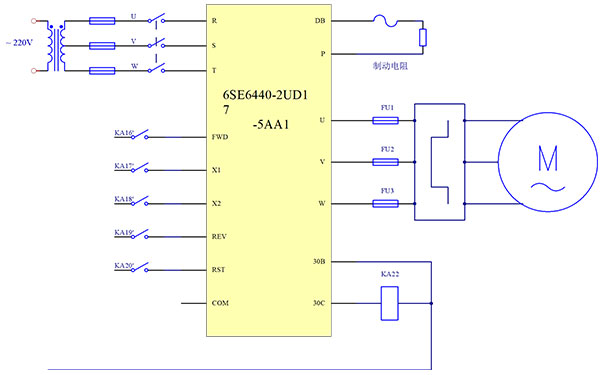 玻璃旋转门变频器接线图