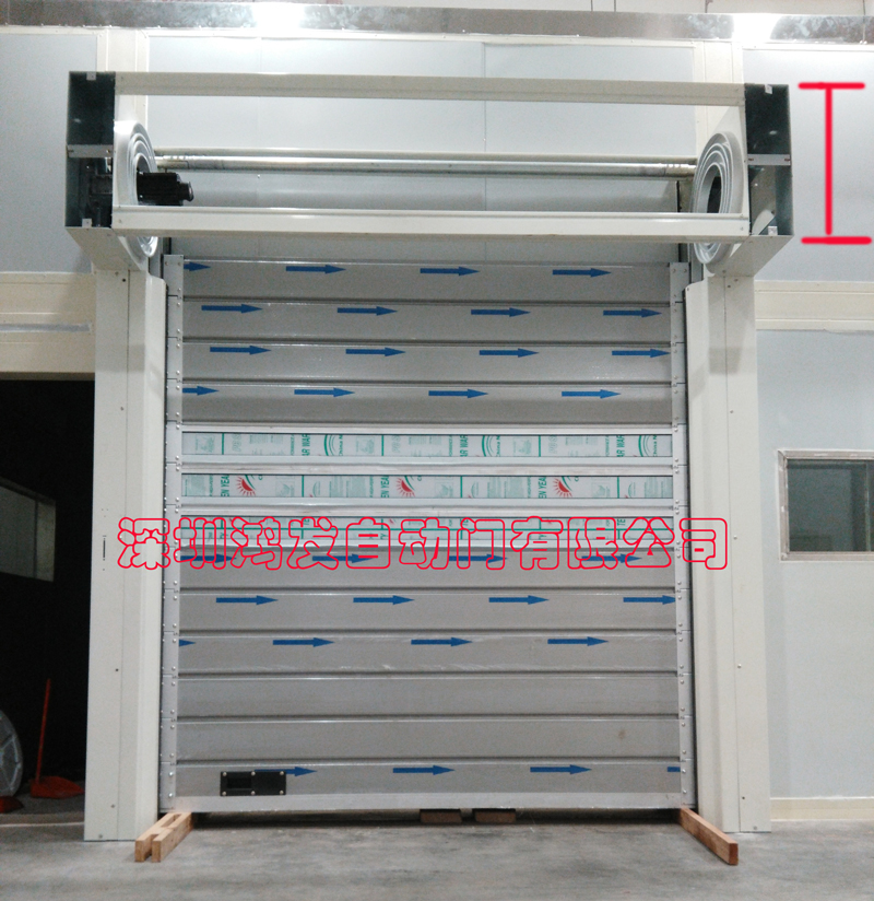 涡轮硬质快速门门头预留尺寸示意图