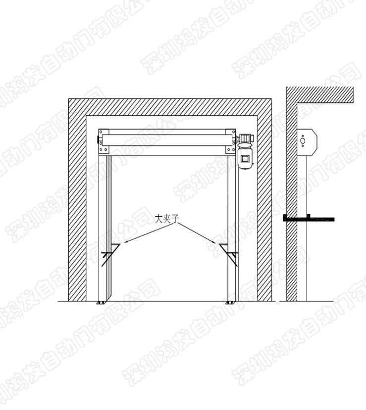 工人如何固定快速门门框示意图 工人如何固定快速门门框示意图