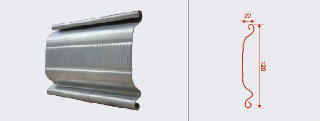 高120mm宽22mm不锈钢卷帘门双条纹帘片 高120mm宽22mm不锈钢卷帘门双条纹帘片