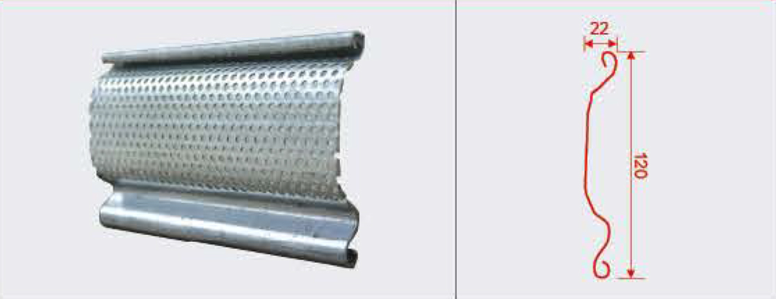 高120mm宽22mm不锈钢卷帘门压小圆圈纹帘片 高120mm宽22mm不锈钢卷帘门压小圆圈纹帘片