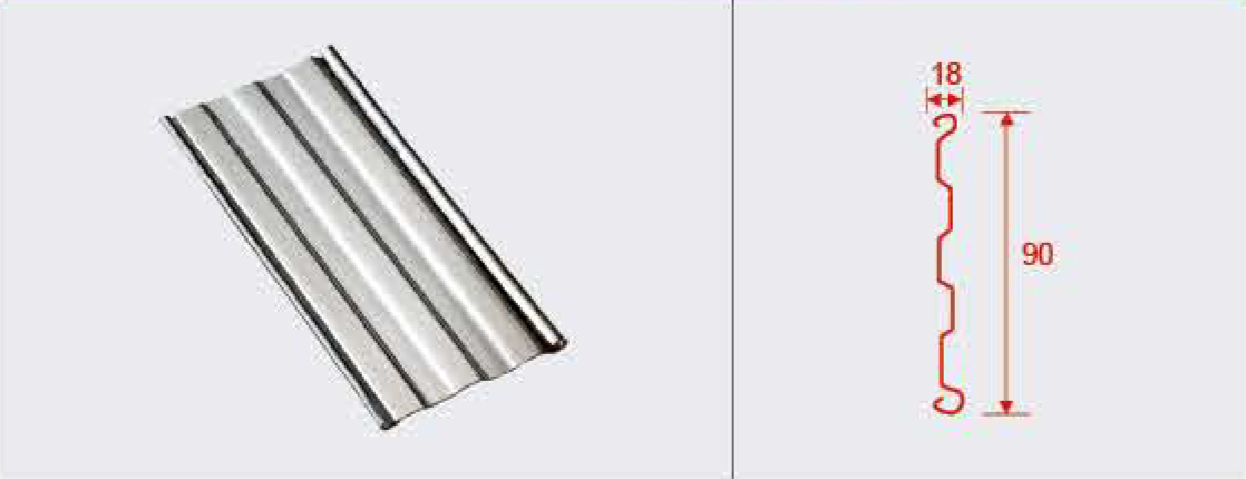 高90mm宽18mm不锈钢卷帘门双槽帘片 高90mm宽18mm不锈钢卷帘门双槽帘片